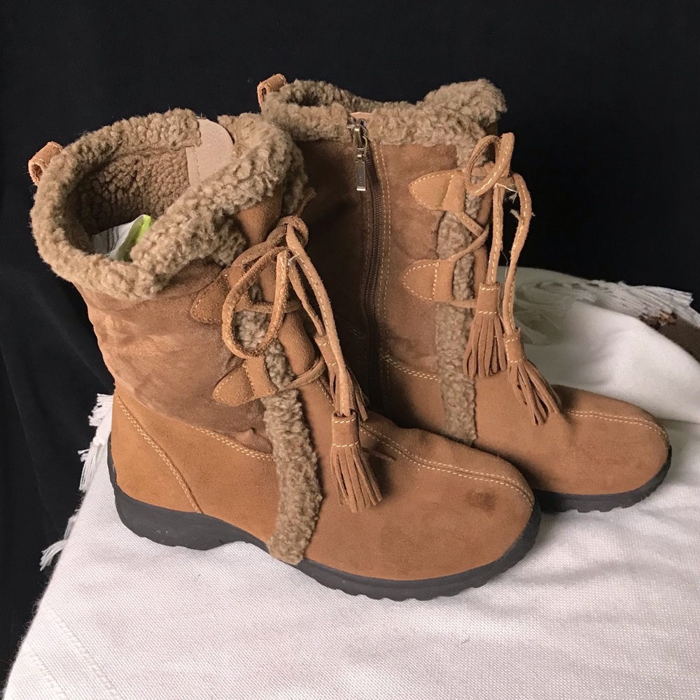 Lands End suede lace up boots